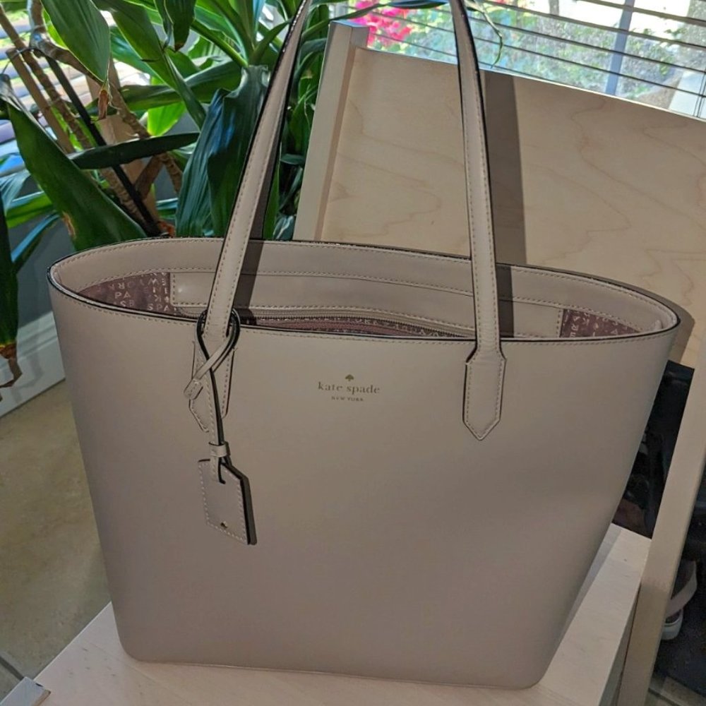 Kate Spade New York Harper Leather Tote Bag Purse Handbag Tan